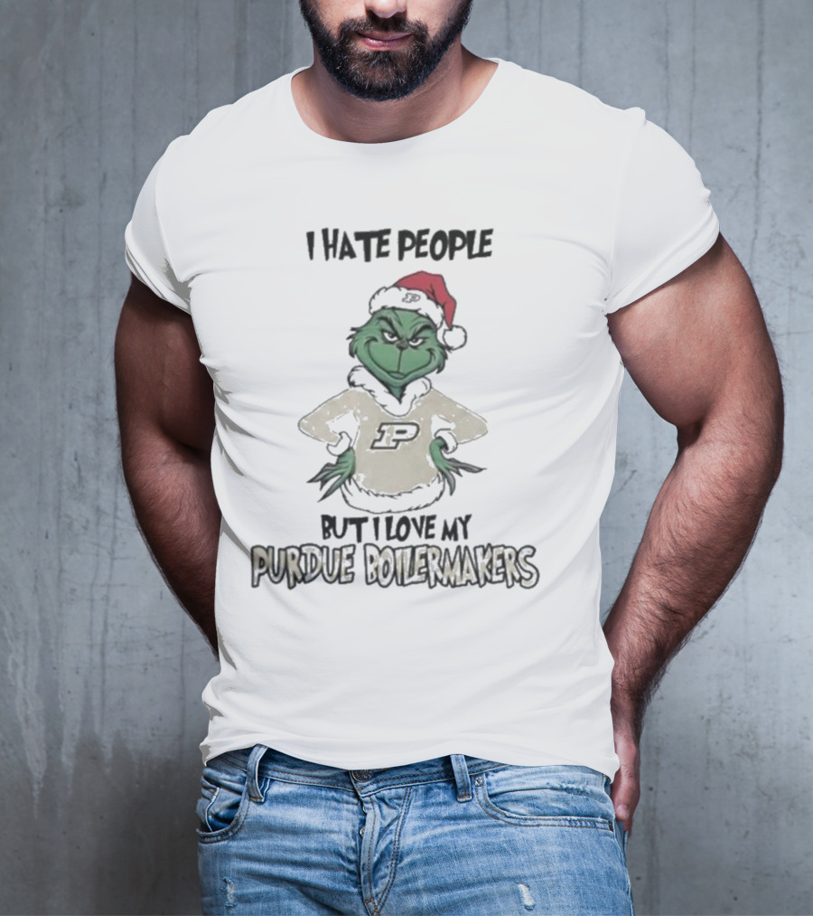 I Hate People But I Love My Purdue Boilermakers Grinch Christmas T-Shirt