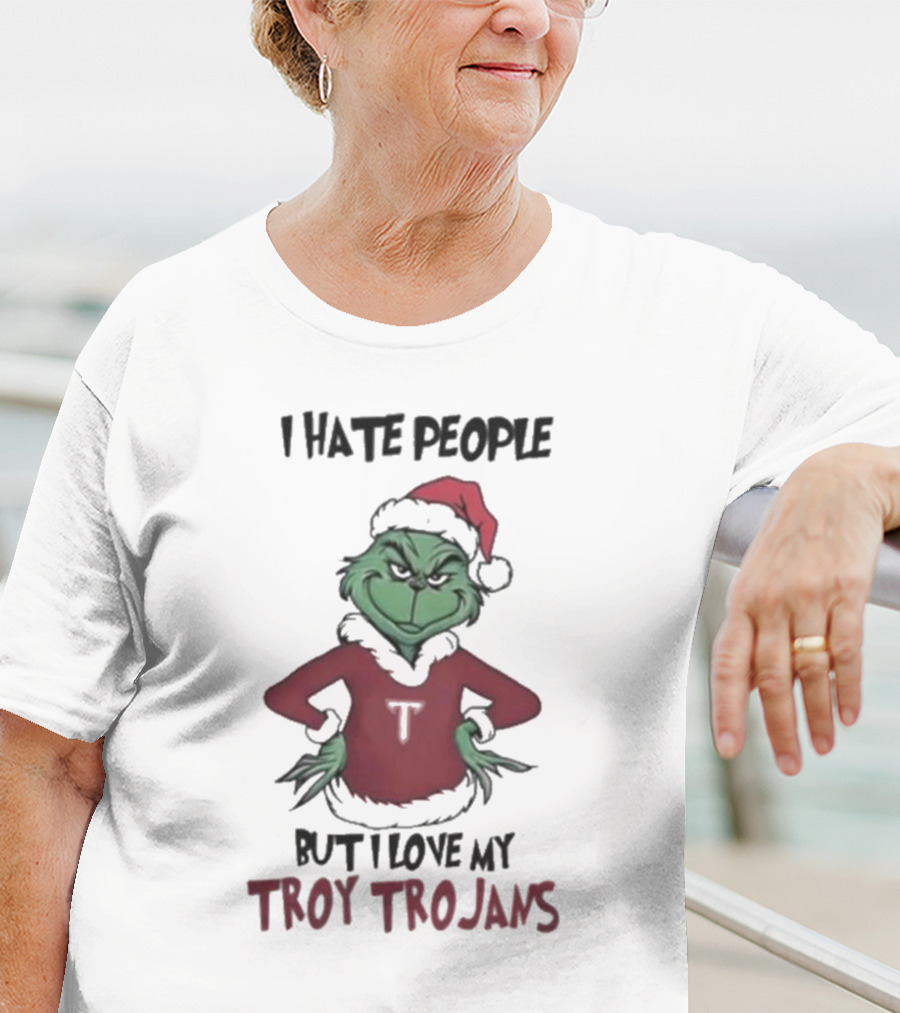 I Hate People But I Love My Troy Trojans Grinch Christmas T-Shirt