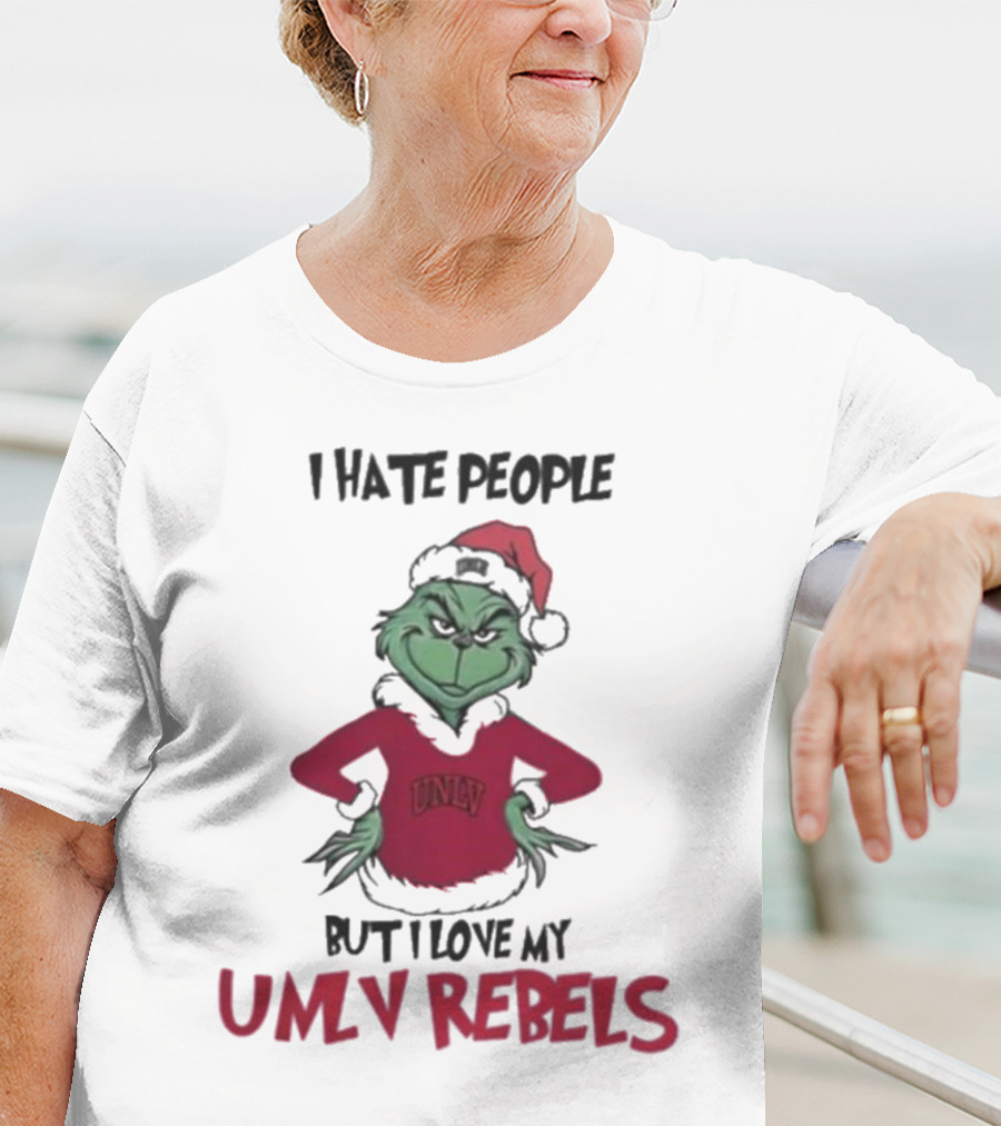 I Hate People But I Love My UNLV Rebels Grinch Christmas Fan T-Shirt