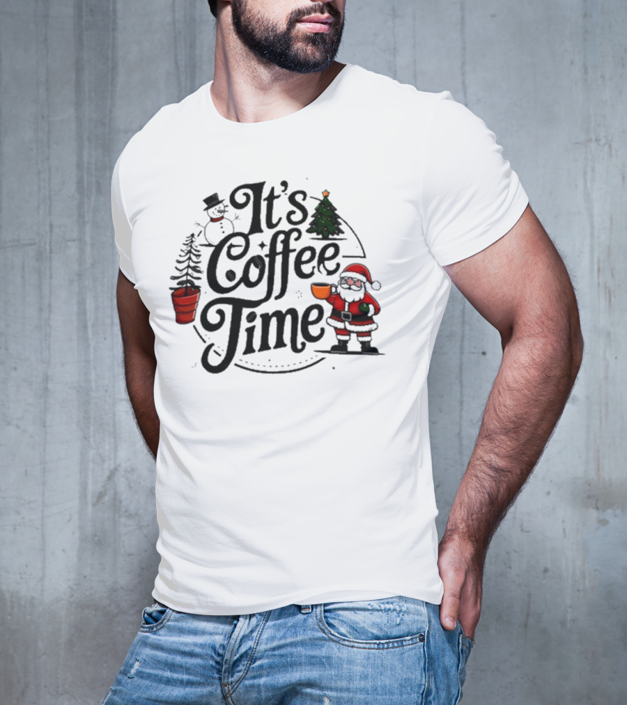 Abby Berner It’s Coffee Time Santa Snowman Christmas Holiday T-Shirt