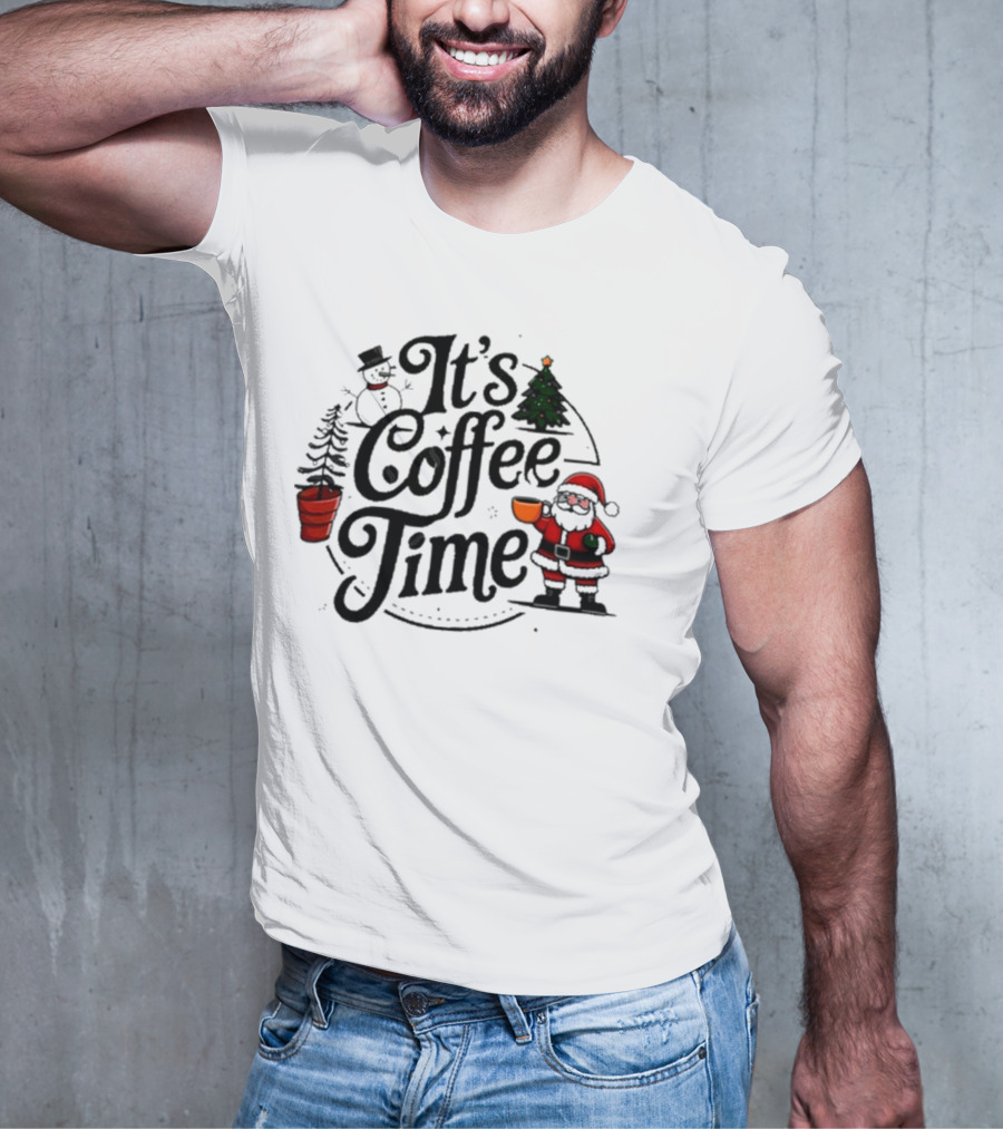 Abby Berner It’s Coffee Time Santa Snowman Christmas Holiday T-Shirt