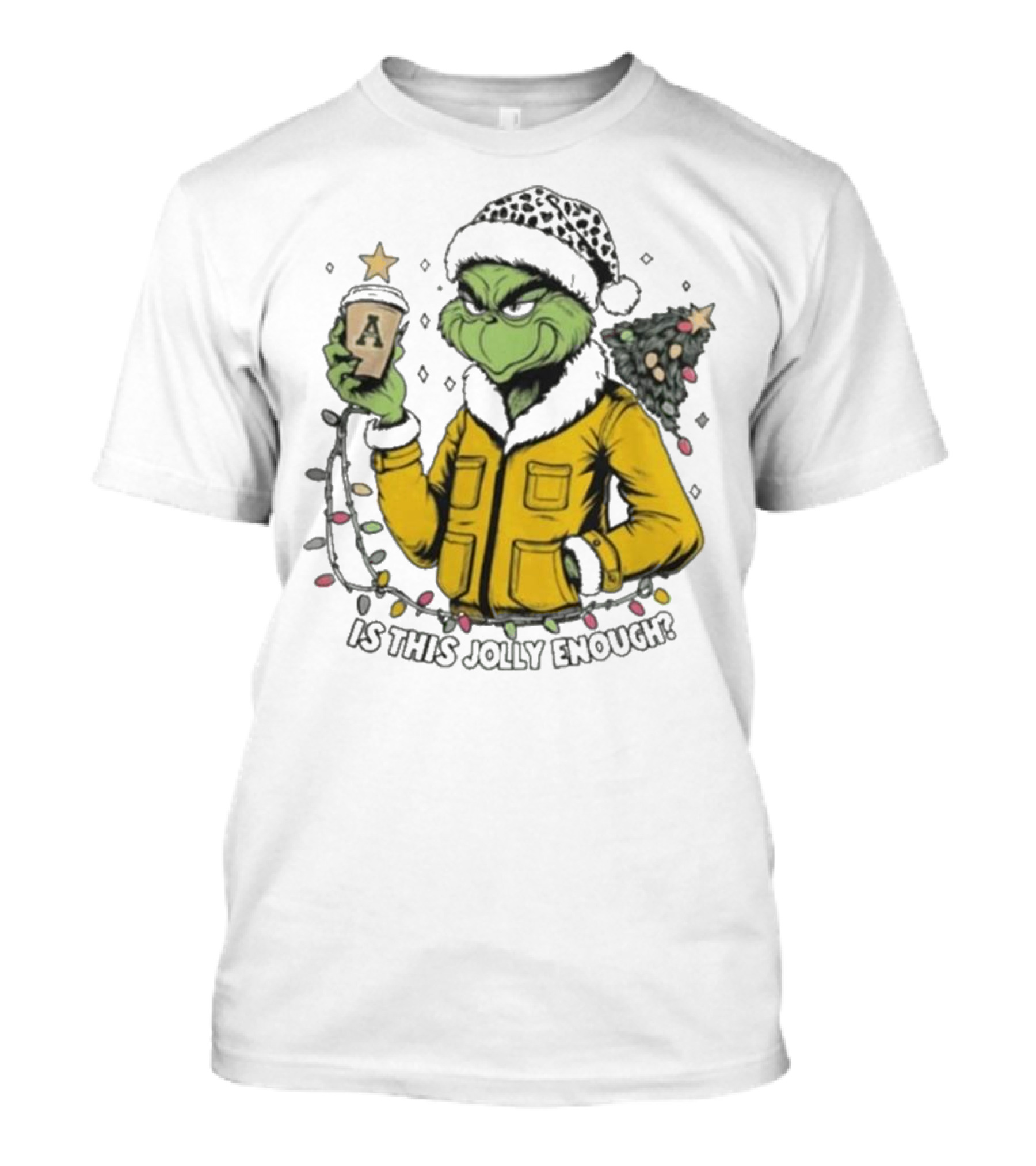 Appalachian State Mountaineers Santa Grinch Jolly Enough Merry Christmas T-Shirt