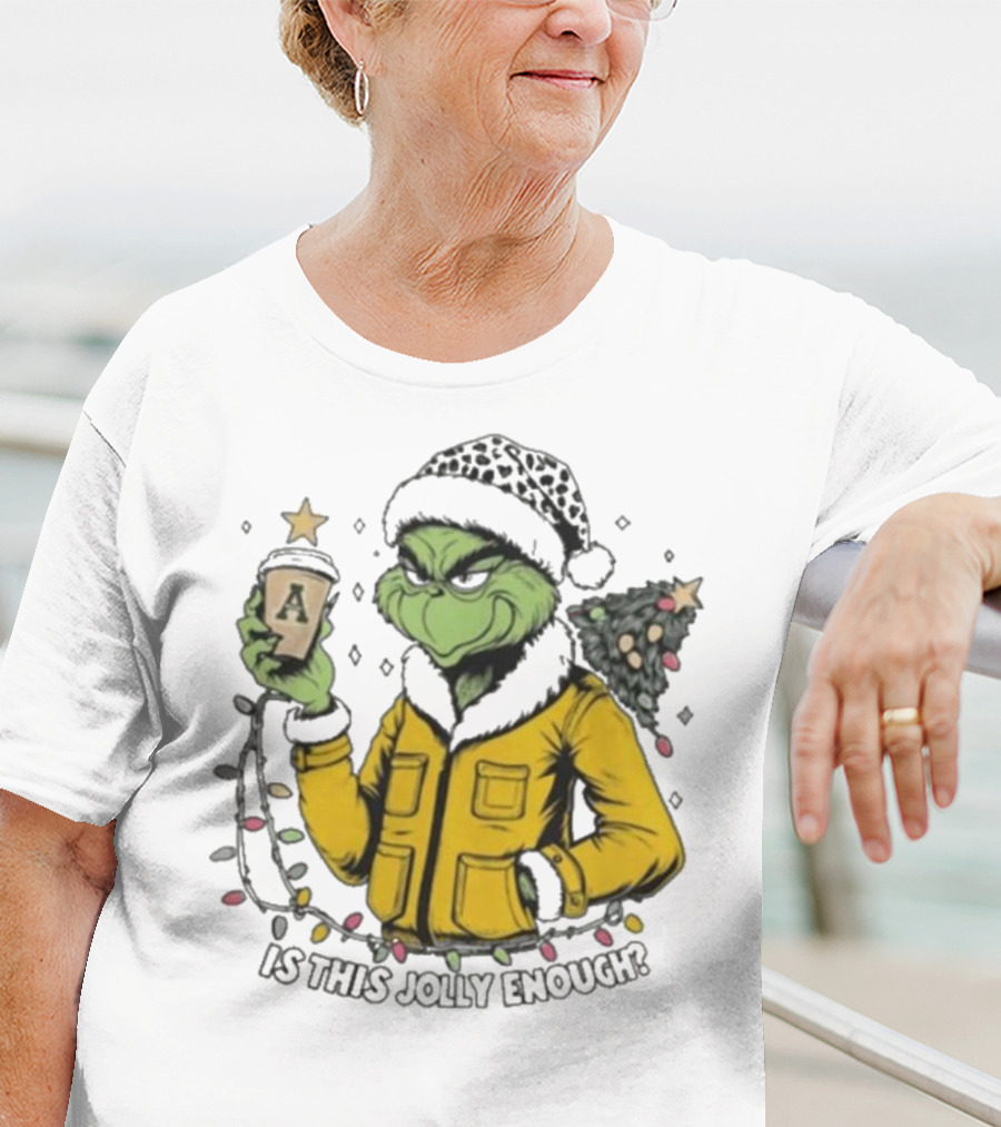 Appalachian State Mountaineers Santa Grinch Jolly Enough Merry Christmas T-Shirt