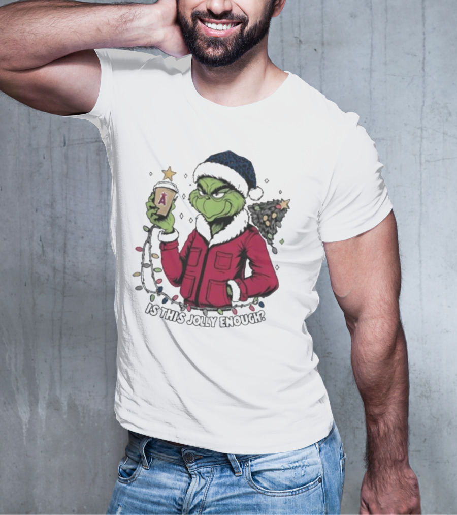 Merry Christmas Los Angeles Angels Santa Grinch Is This Jolly Enough T-Shirt