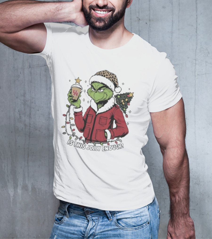 Houston Cougars X Grinch Is This Jolly Enough Merry Christmas T-Shirt