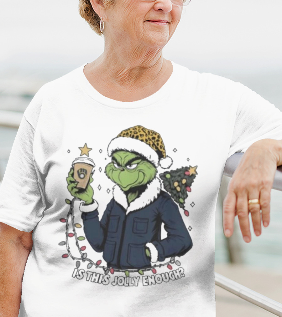 Milwaukee Brewers Santa Grinch Coffee Is This Jolly Enough Merry Christmas T-Shirt