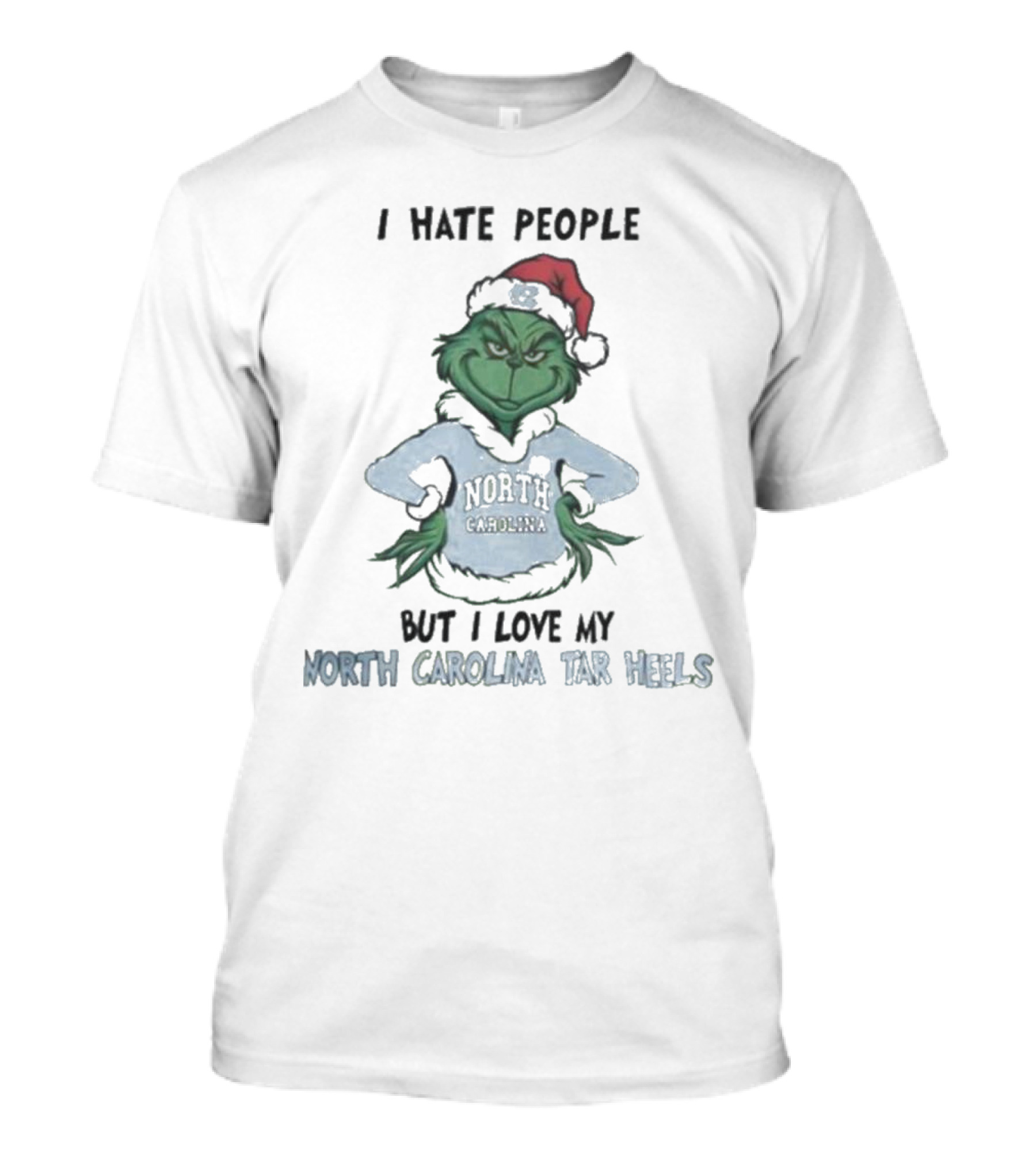 I Hate People Grinch Loves North Carolina Tar Heels Merry Christmas T-Shirt