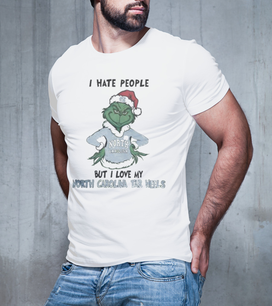 I Hate People Grinch Loves North Carolina Tar Heels Merry Christmas T-Shirt
