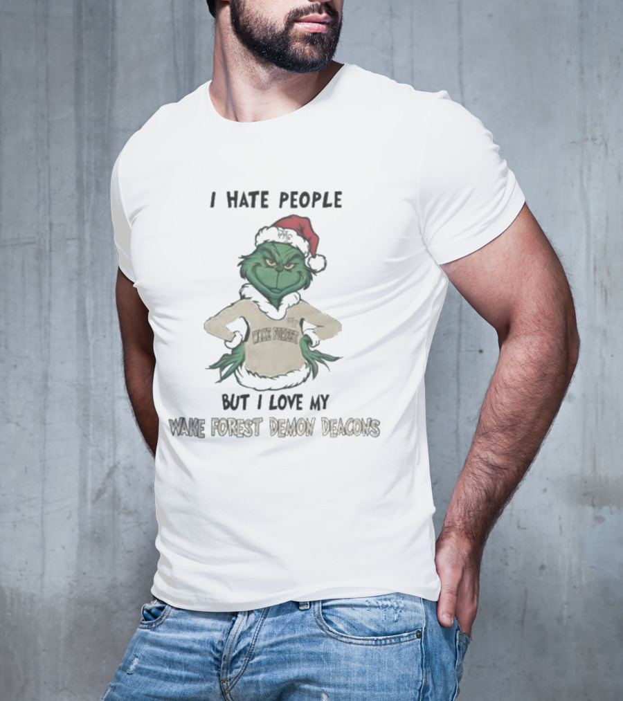 I Hate People But I Love My Wake Forest Demon Deacons Grinch Christmas T-Shirt