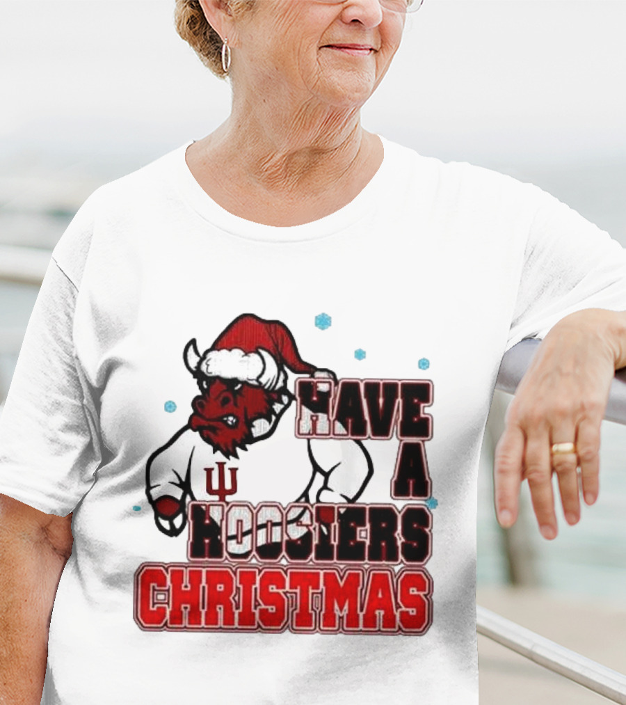 Have A Hoosiers Christmas Indiana Hoosiers Santa Mascot T-Shirt