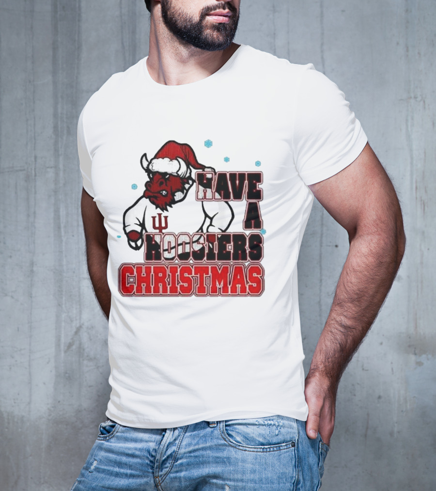 Have A Hoosiers Christmas Indiana Hoosiers Santa Mascot T-Shirt