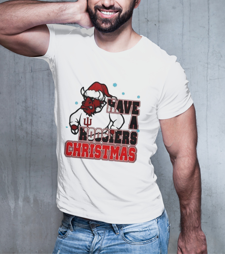 Have A Hoosiers Christmas Indiana Hoosiers Santa Mascot T-Shirt