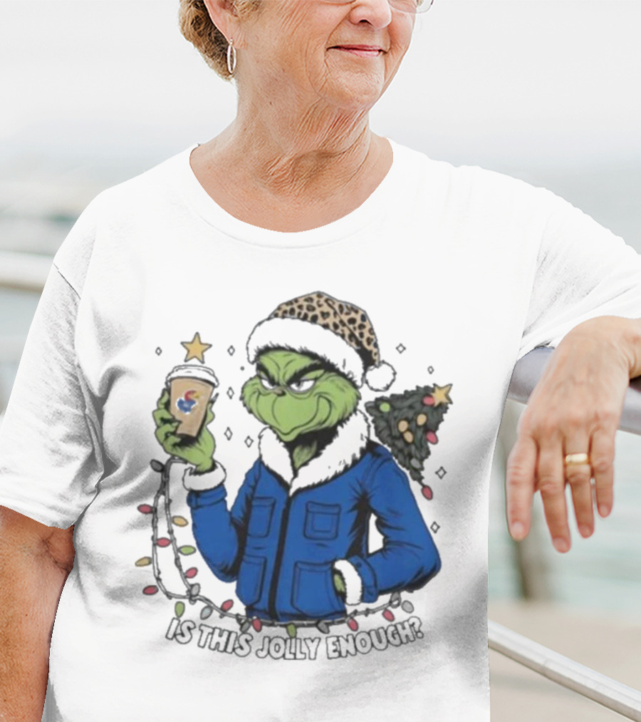 Kansas Jayhawks Grinch Is This Jolly Enough Merry Christmas T-Shirt