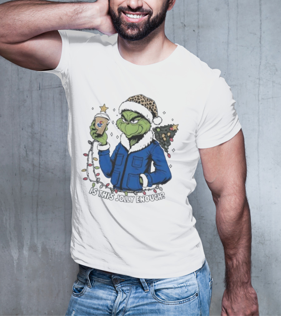 Kansas Jayhawks Grinch Is This Jolly Enough Merry Christmas T-Shirt