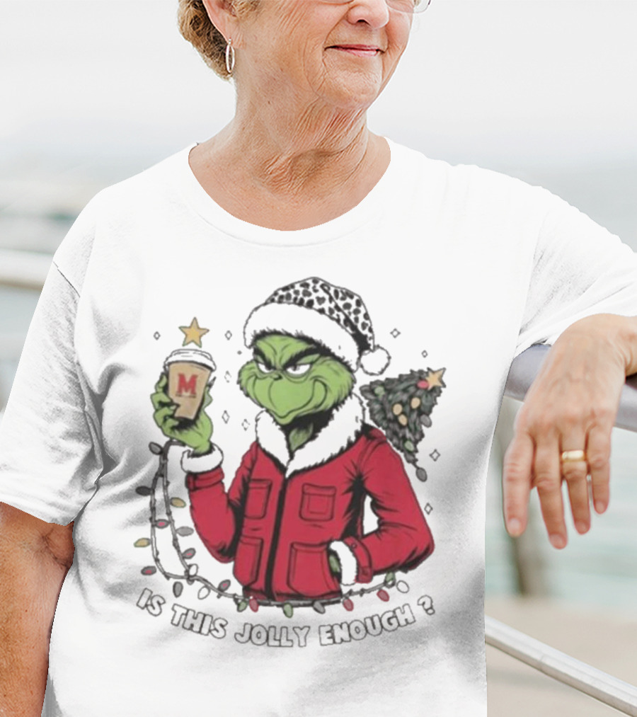 Maryland Terrapins Grinch Santa Is This Jolly Enough Merry Christmas T-Shirt