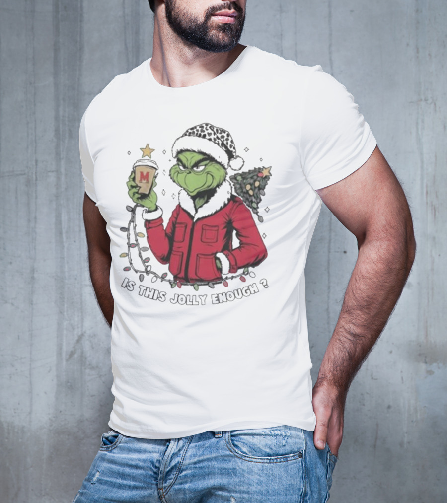 Maryland Terrapins Grinch Santa Is This Jolly Enough Merry Christmas T-Shirt