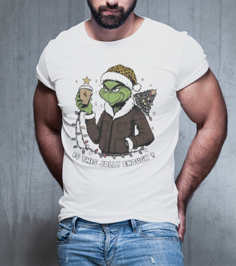 Wyoming Cowboys Grinch Santa Is This Jolly Enough Merry Christmas T-Shirt