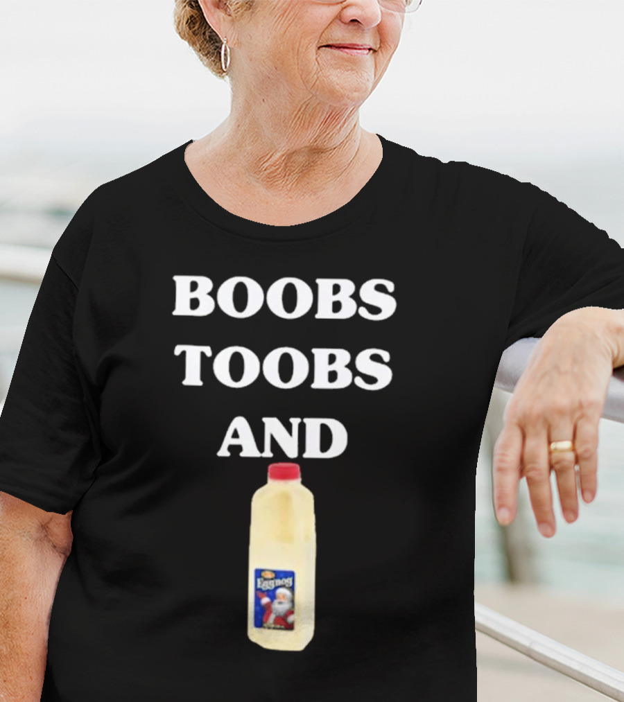 Boobs Toobs And Eggnog Santa Christmas T-Shirt