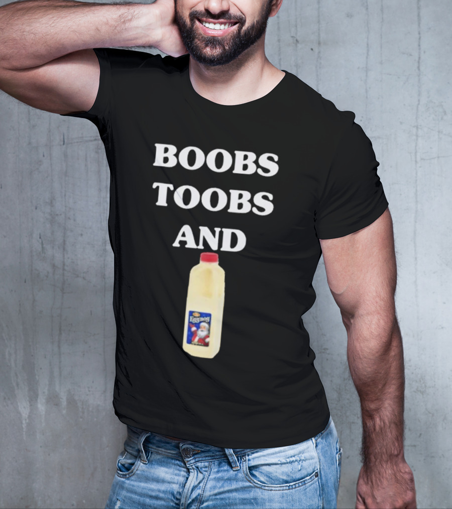 Boobs Toobs And Eggnog Santa Christmas T-Shirt