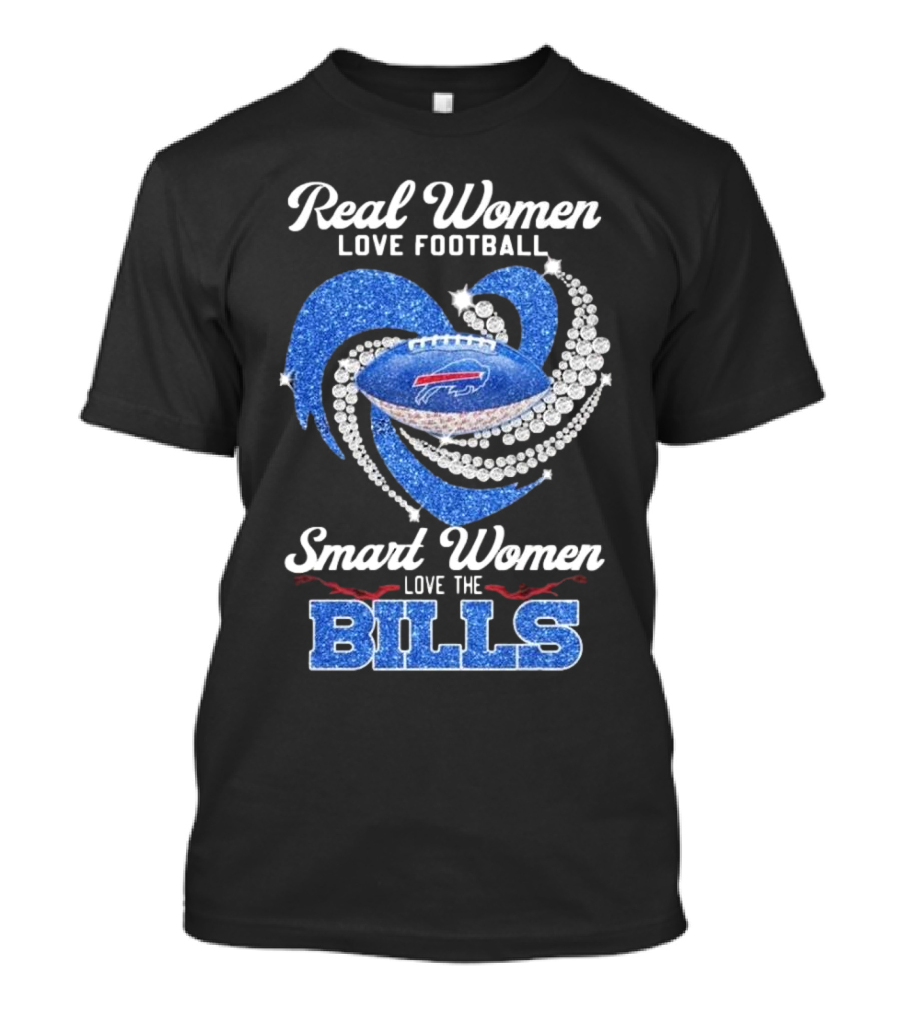 Real Women Love Football Smart Women Love The Bills Diamond Heart Buffalo Bills T-Shirt