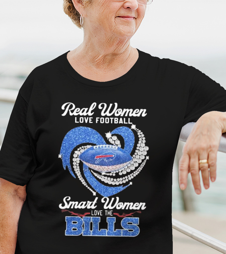 Real Women Love Football Smart Women Love The Bills Diamond Heart Buffalo Bills T-Shirt