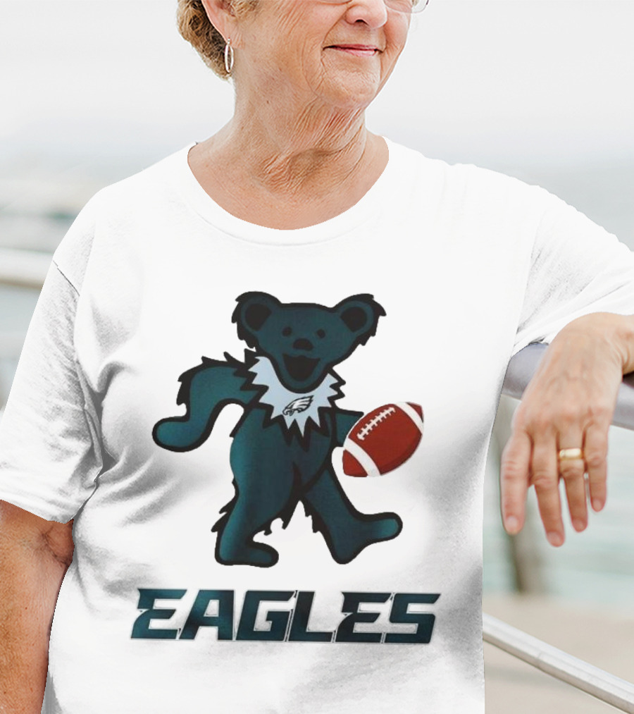 Eagles Football Bear With Grateful Dead Influence T-Shirt