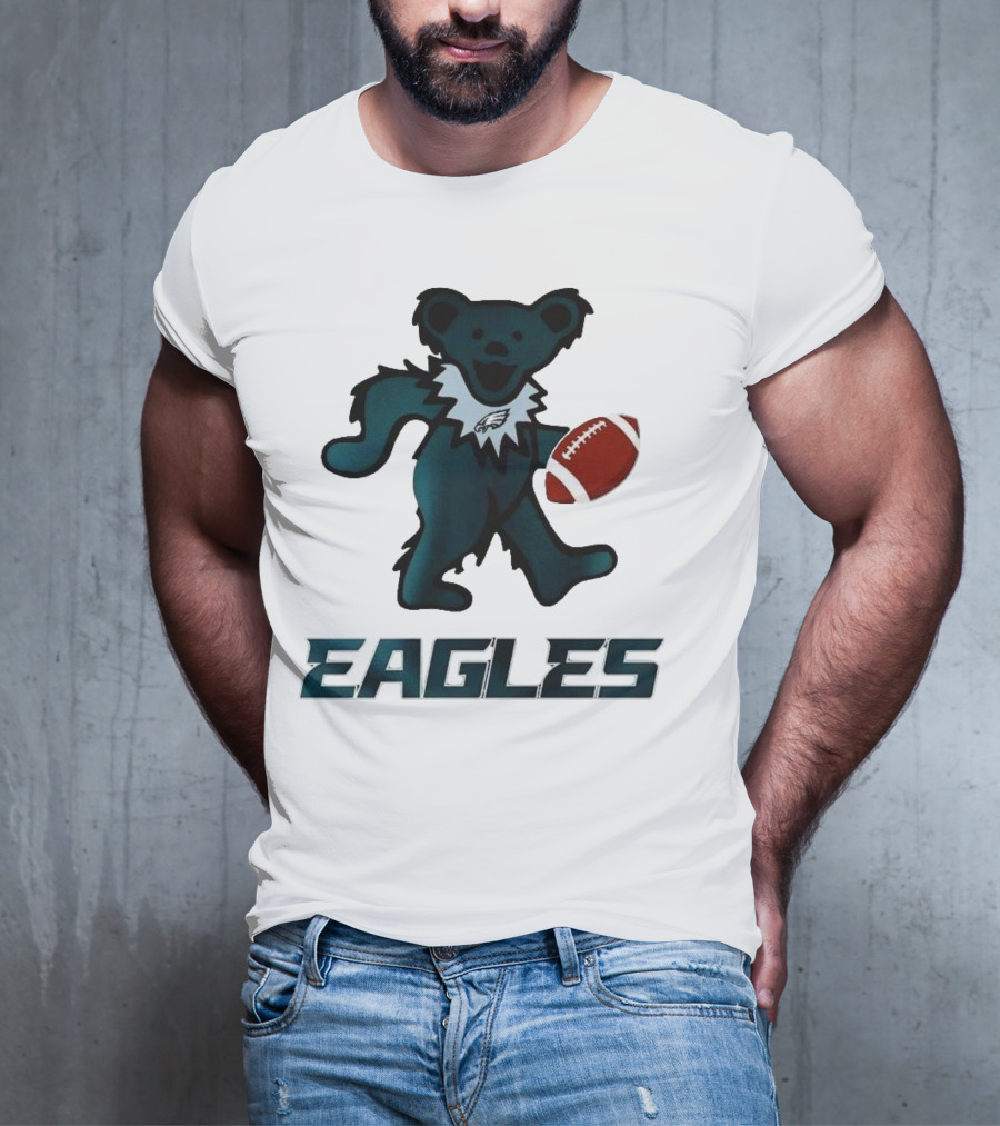 Eagles Football Bear With Grateful Dead Influence T-Shirt
