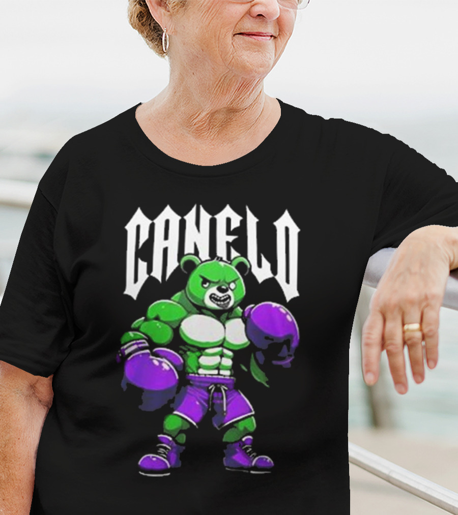 Canelo Boxing Bear In Green And Purple Gear T-Shirt