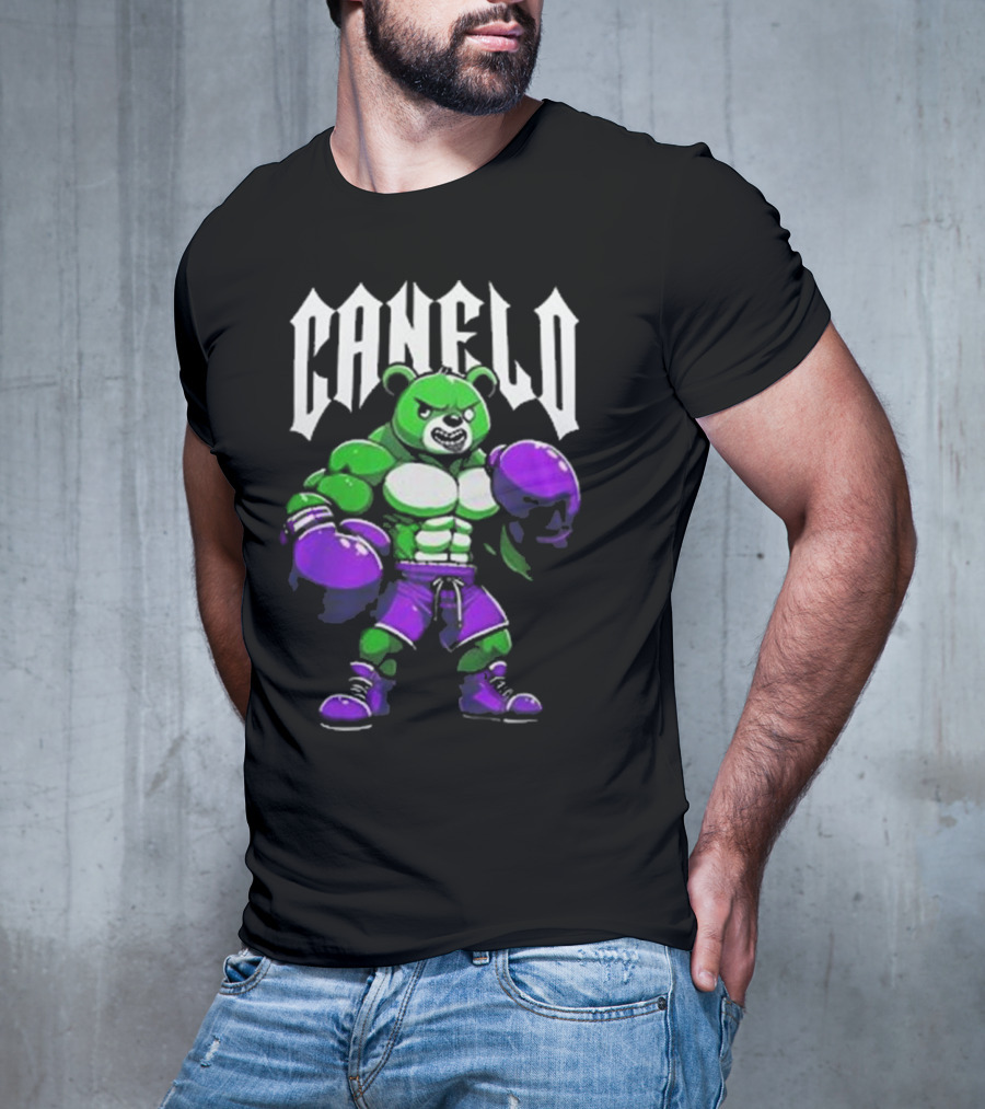 Canelo Boxing Bear In Green And Purple Gear T-Shirt