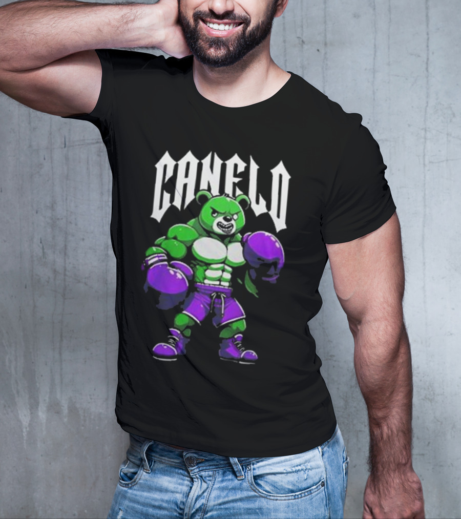 Canelo Boxing Bear In Green And Purple Gear T-Shirt