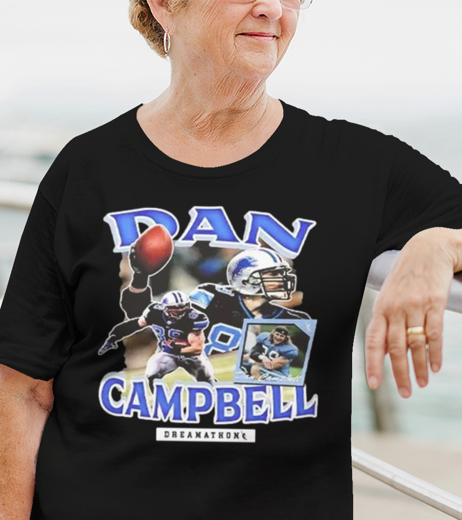 Dan Campbell Dreamathon Football Player Action Collage T-Shirt