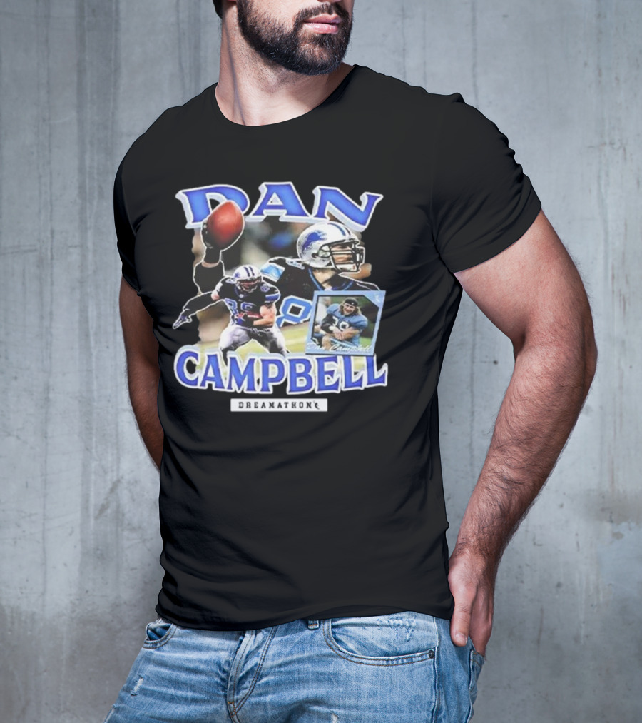 Dan Campbell Dreamathon Football Player Action Collage T-Shirt