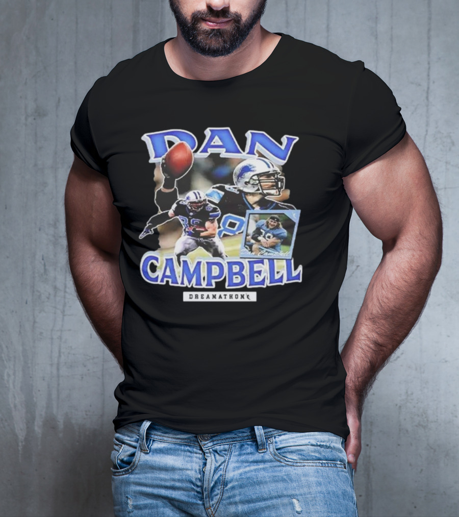 Dan Campbell Dreamathon Football Player Action Collage T-Shirt