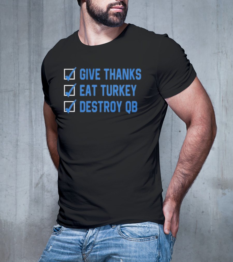 Mama DJ Reader Checklist Give Thanks Eat Turkey Destroy QB T-Shirt