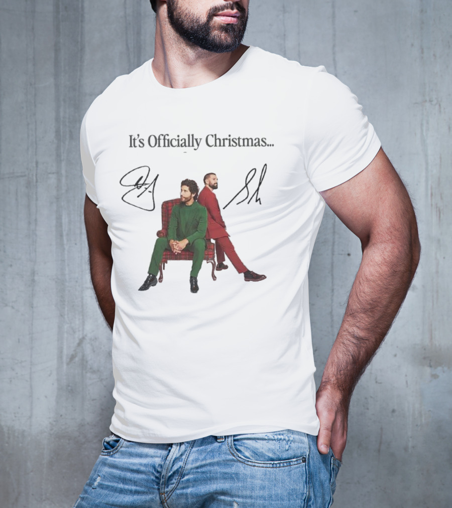 Dan And Shay It's Officially Christmas Signatures Plaid Chair Suits T-Shirt