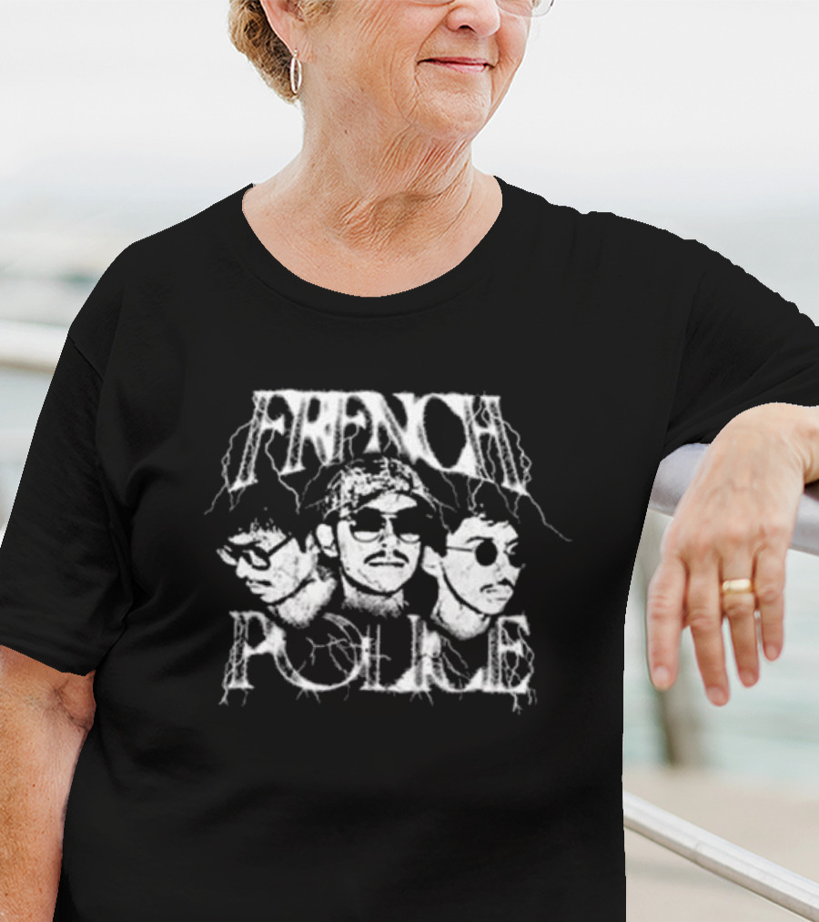 French Police 90s Style Band Photo T-Shirt