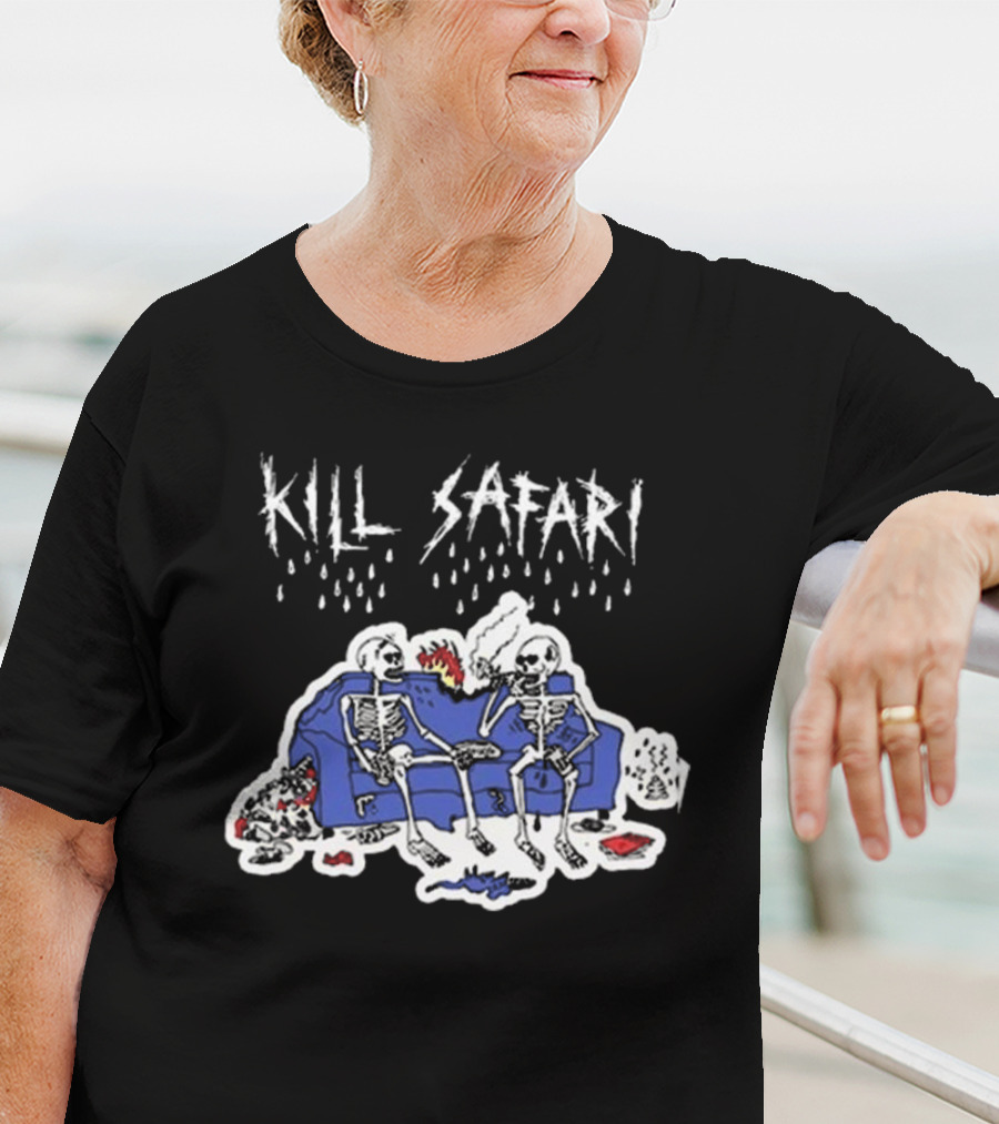 Kill Safari Skeletons Smoking On Couch T-Shirt
