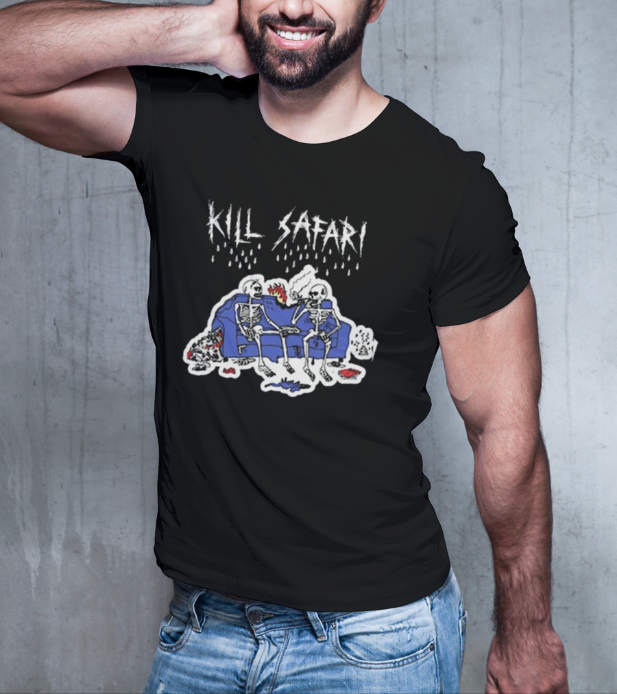 Kill Safari Skeletons Smoking On Couch T-Shirt
