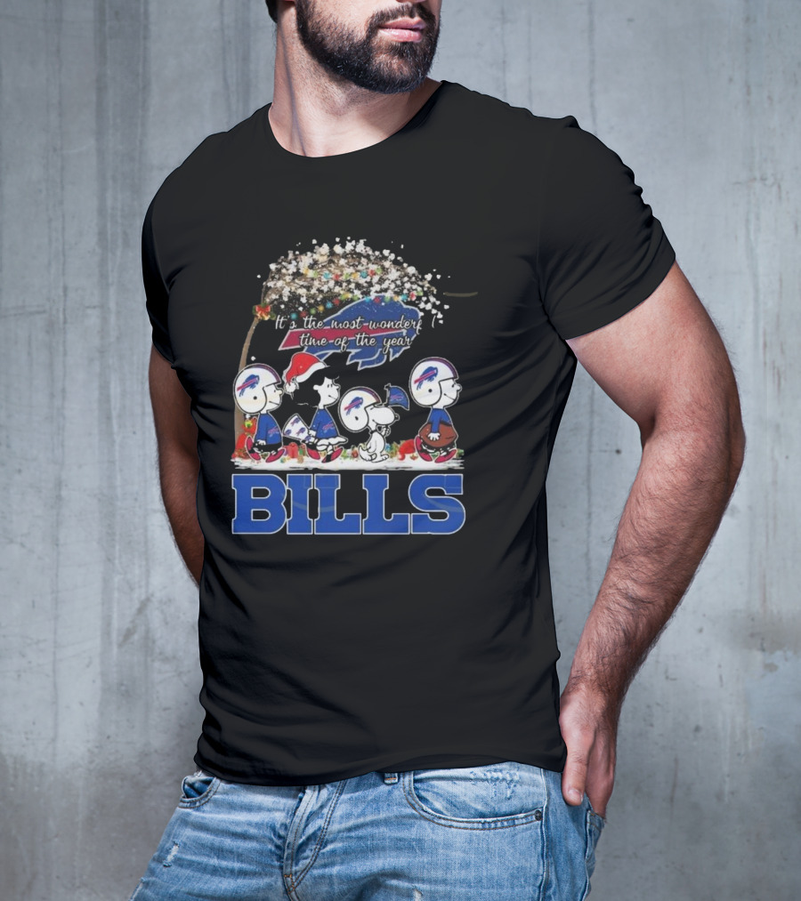 Peanuts Characters Buffalo Bills NFL Christmas It’s The Most Wonderful Time Of The Year T-Shirt