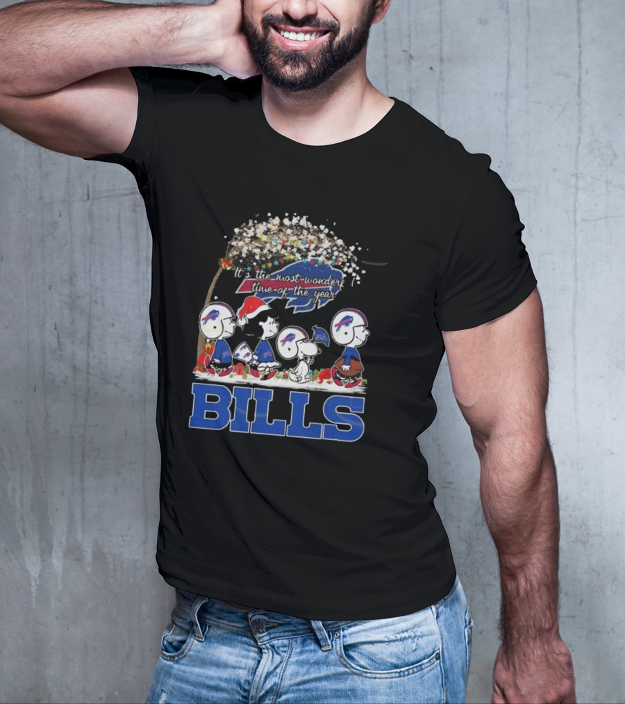 Peanuts Characters Buffalo Bills NFL Christmas It’s The Most Wonderful Time Of The Year T-Shirt