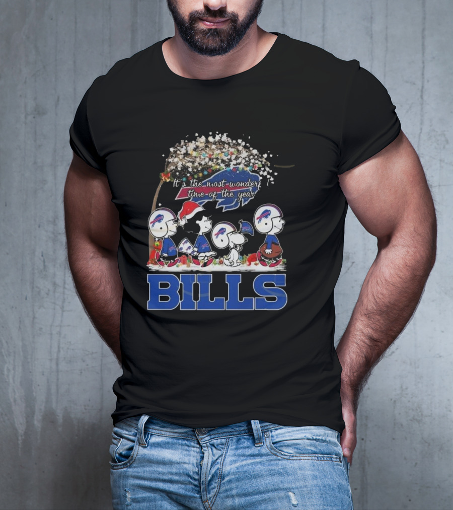 Peanuts Characters Buffalo Bills NFL Christmas It’s The Most Wonderful Time Of The Year T-Shirt