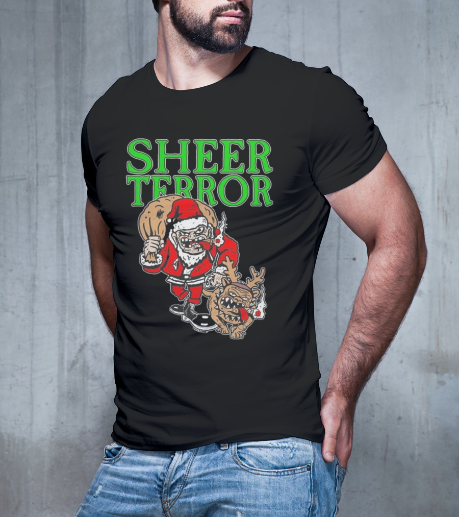 Screw Yule Sheer Terror Santa With Angry Reindeer T-Shirt