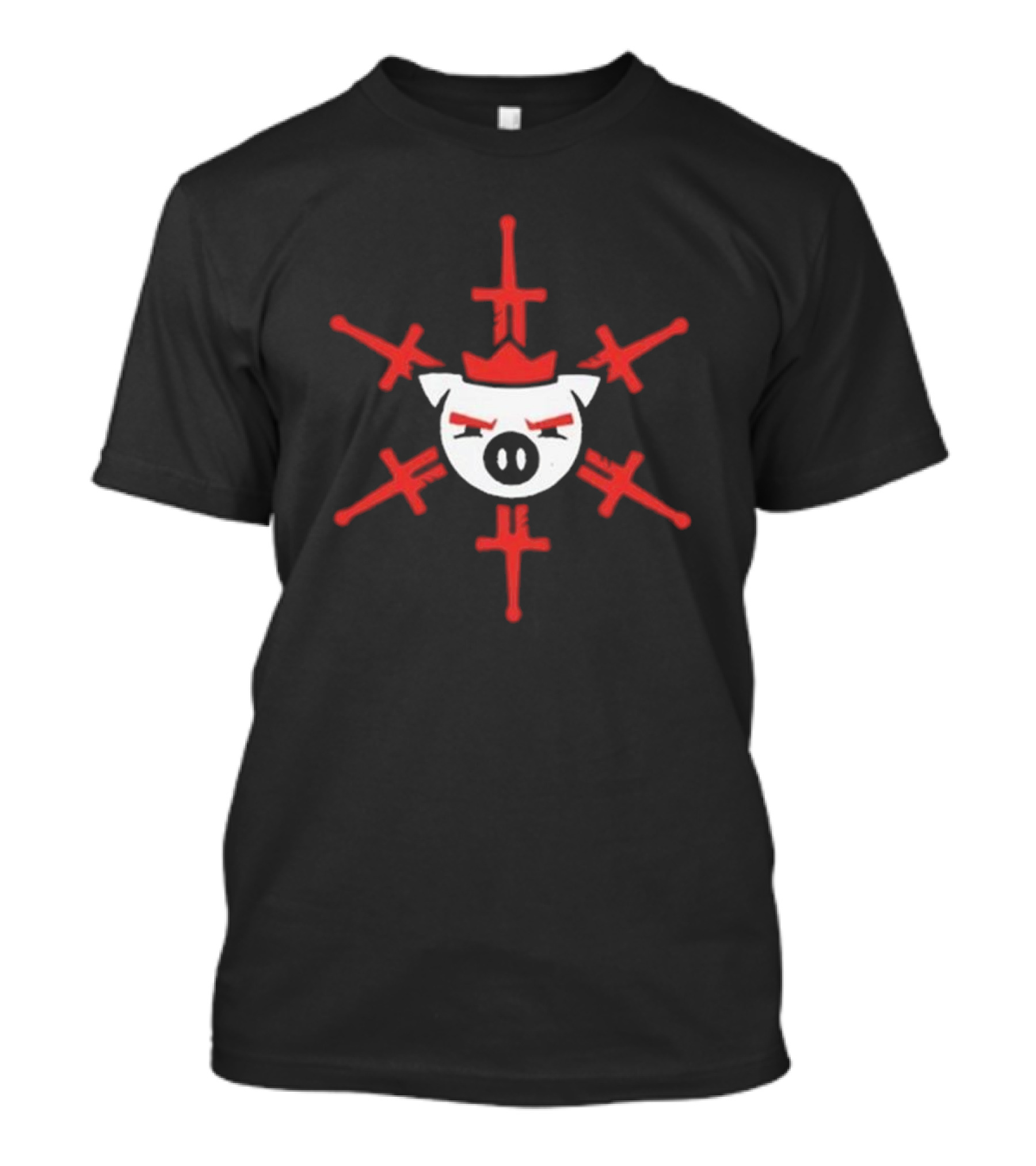 Technoblade Swordflake Pig Crown With Red Crossed Swords T-Shirt