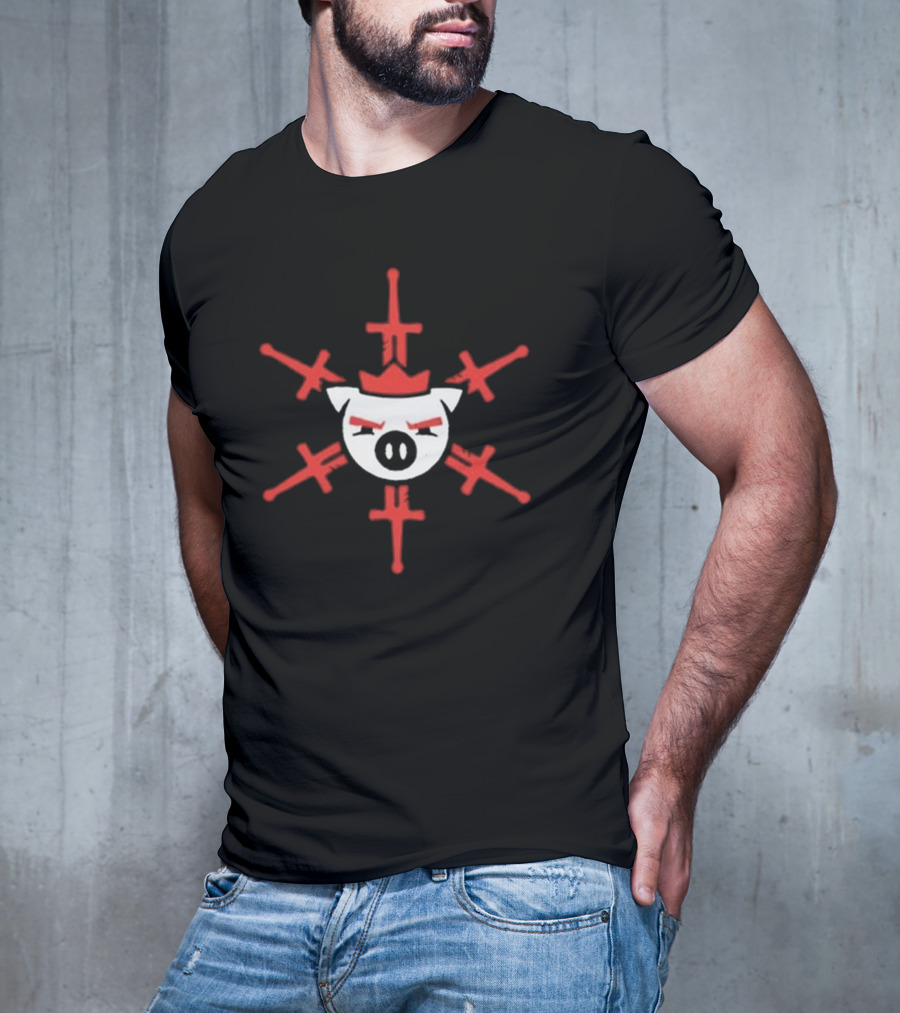 Technoblade Swordflake Pig Crown With Red Crossed Swords T-Shirt