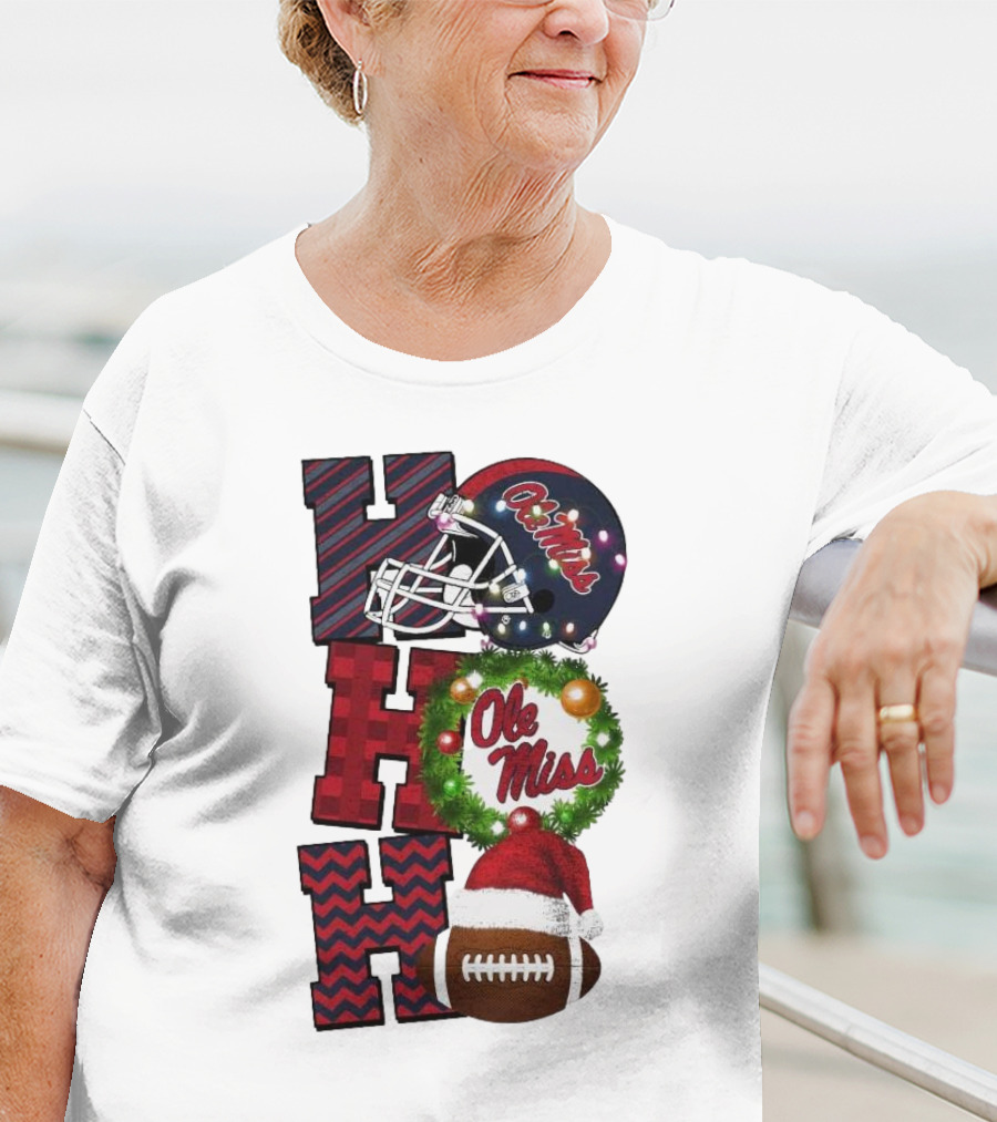 Ole Miss Rebels Ho Ho Ho Christmas Football Helmet Game Day T-Shirt