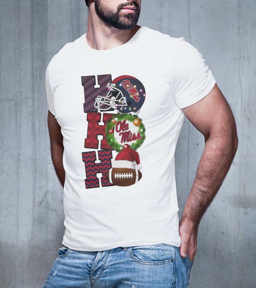 Ole Miss Rebels Ho Ho Ho Christmas Football Helmet Game Day T-Shirt
