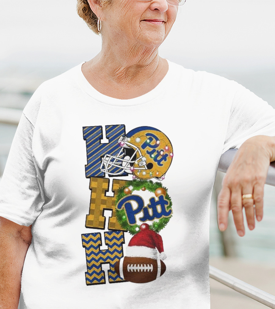 Pitt Christmas Game Day Ho Ho Ho Panthers Football T-Shirt