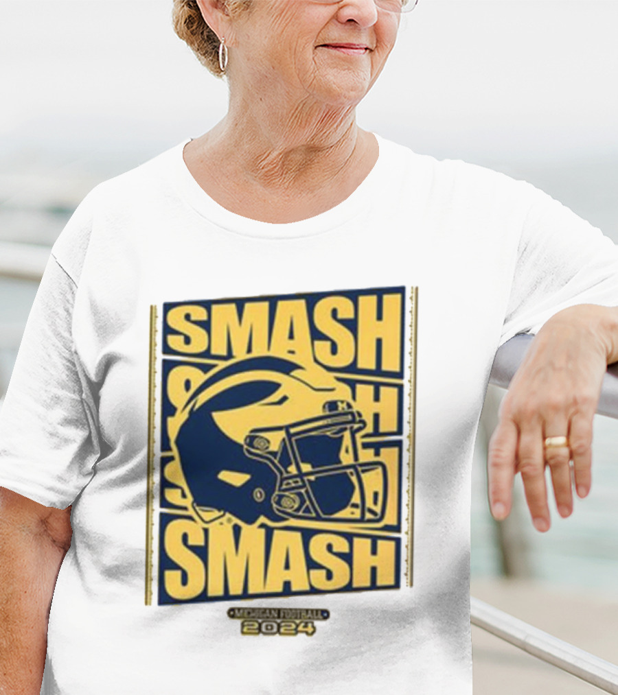 Michigan Football Smash Helmet T-Shirt