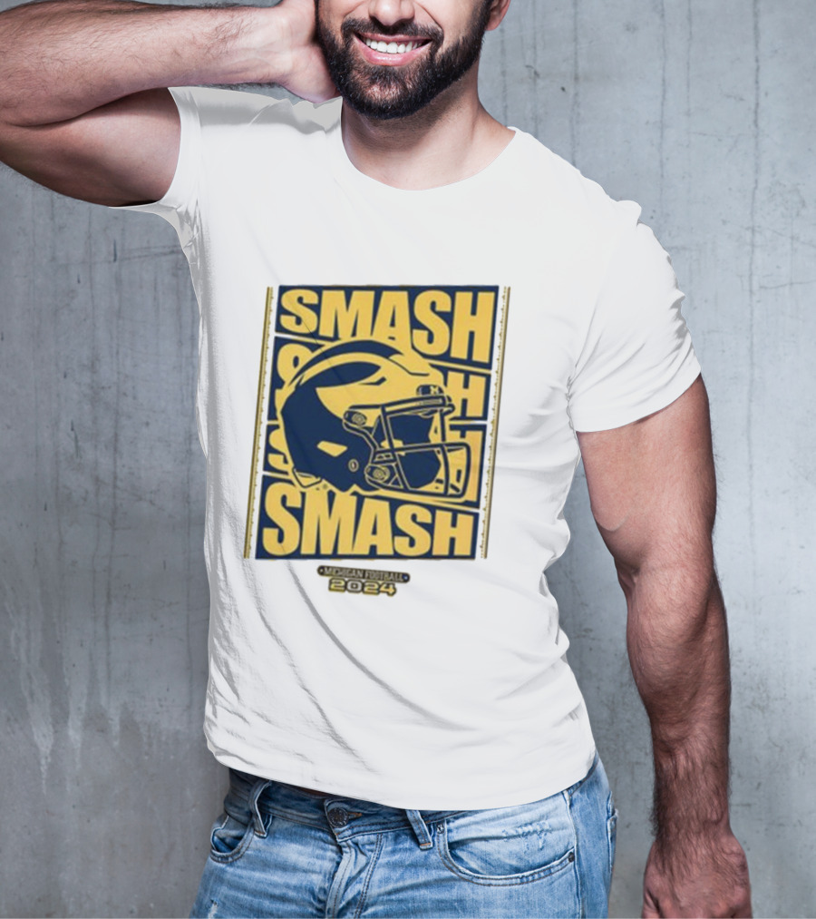 Michigan Football Smash Helmet T-Shirt