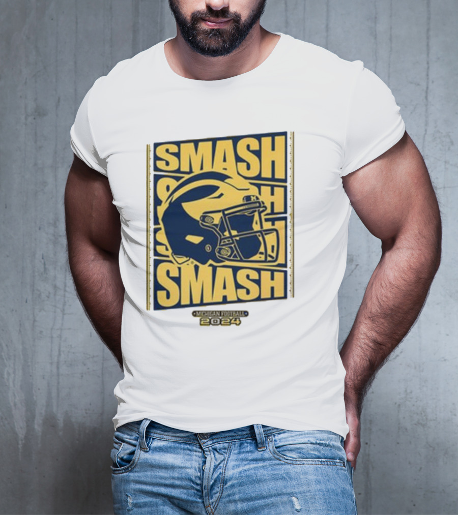Michigan Football Smash Helmet T-Shirt